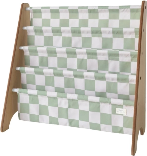 3 Sprouts stojan na knížky recycled checkerboard green