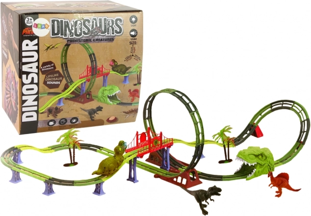 Spirálová závodní dráha s dinosaury se světlem a zvukem