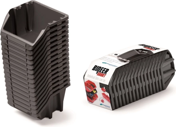 Set úložných boxů 16 ks Bineer Short, 234 × 77 × 92 mm, černá