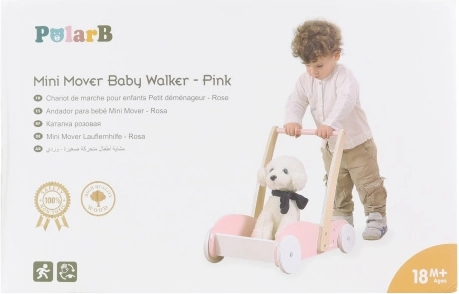 Dřevěné chodítko pro batolata růžové