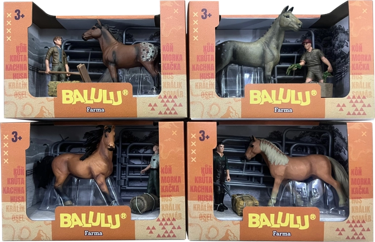 BALULU herní set kůň s ošetřovatelem a výbavou - 1 kus