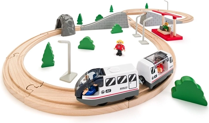 Woody dřevěná vláčkodráha osmička s elektrickým vláčkem