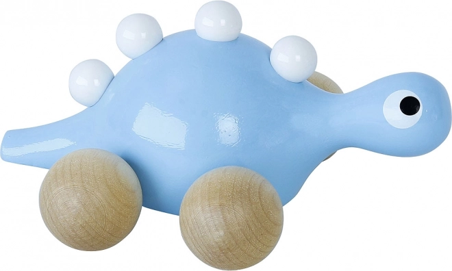 Dřevěný dinosaurus na kolečkách Modrý