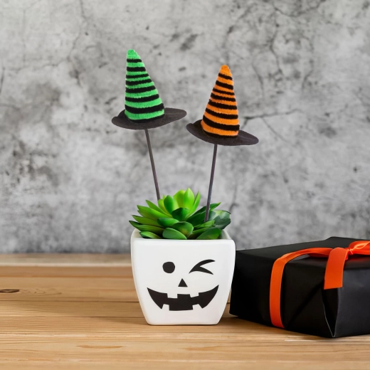 Halloween dekorace do květináče – čarodějnický klobouk, sada 3 ks