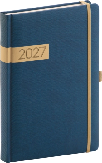Notique denní diář Twill 2027 modro-zlatý 15 × 21 cm