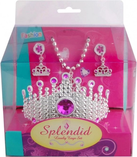 Set pro malé princezny – růžový korunka, náhrdelník a náušnice