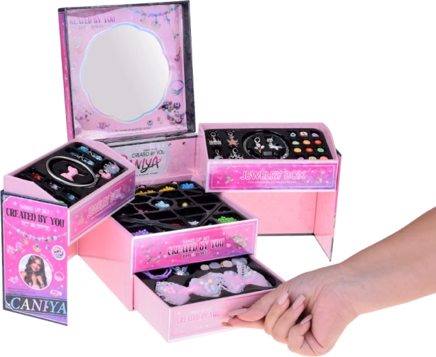 Přehledná rozkládací šperkovnice se zrcátkem