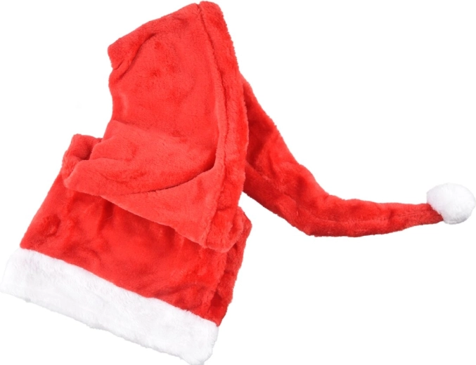 Červená zimní dětská čepice s plyšovou bambulí (pro výšku cca 125 cm)