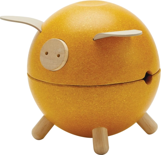PlanToys dřevěná kasička žluté prasátko Orchard