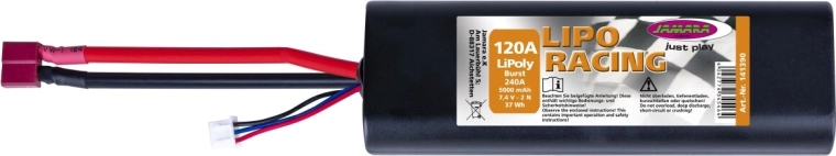 LiPo Racing LiPo baterie 7,4 V 5000 mAh 37 Wh v pevném pouzdře
