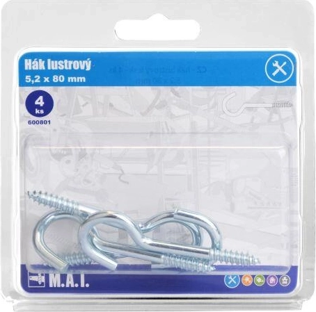 Hák lustrový 80 × 5,2 mm lesklý (4 ks)