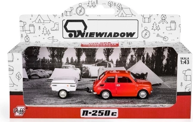 Fiat 126p s přívěsem Niewiadów (krátká verze) červený model