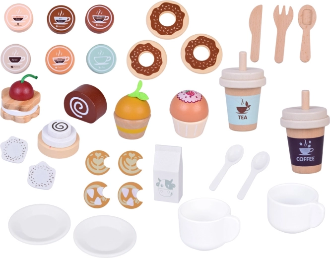 Kompletní kavárna s kelímky na cestu a mlékem