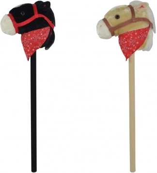 Plyšový kůň na tyči se zvukem 80 cm, černý