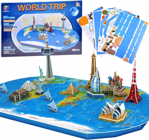 3D puzzle světová mapa s nejslavnějšími stavbami