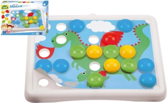 mozaiková hra kloboučky pro nejmenší 3,2 cm, 36 ks a 7 předloh