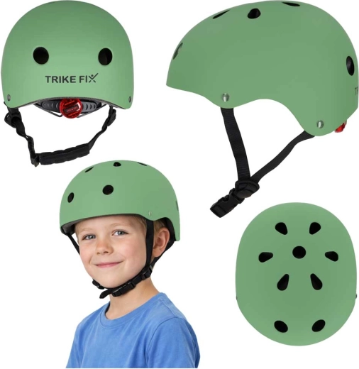 dětská cyklistická helma TRIKE FIX s LED, velikost M (55–58 cm), tmavě zelená