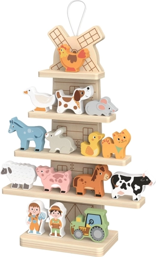 2Kids Toys závěsný dřevěný mlýn se zvířátky farma