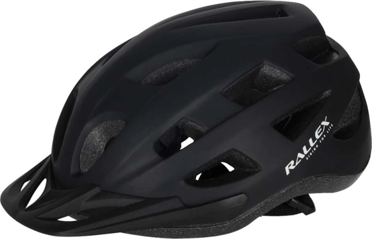 Cyklistická helma Rallex s kšiltem, černá, M 54–58 cm