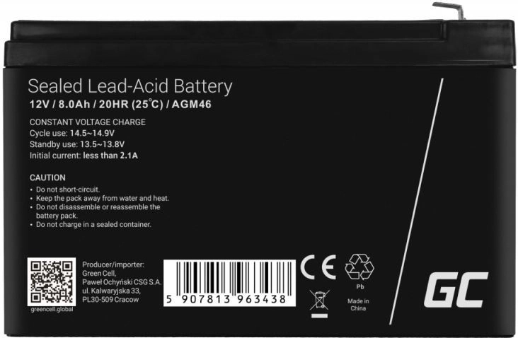 Stabilní výkon 12 V / 8 Ah pro UPS