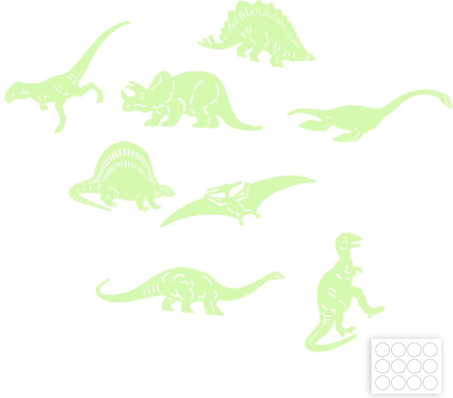 Tvary dinosaurus svítící ve tmě