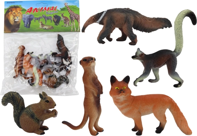 Figurky Zvířat 5 Ks: Veverka, Surikata, Mravenečník, Liška, Lemur