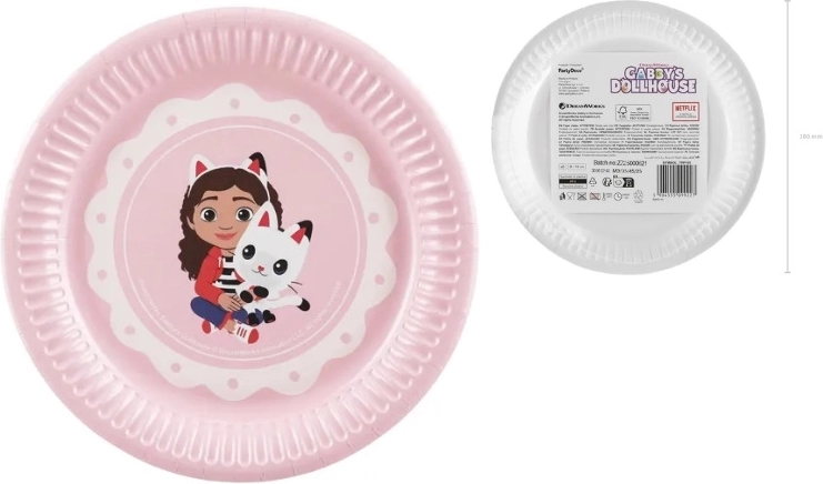 Papírové talířky Gabinčin kočičí domek 18 cm, 6 ks