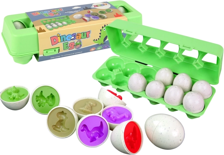 Vzdělávací dinosauří vejce – sorter tvarů, 12 ks