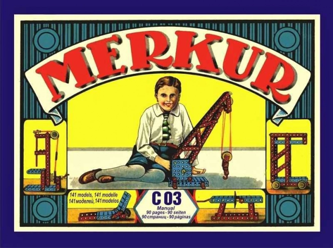 Stavebnice MERKUR Classic C03 – kovová retro sada, 141 modelů