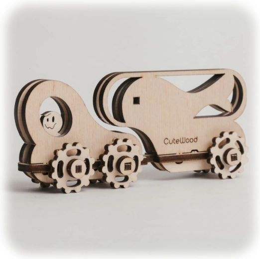CuteWood dřevěné 3D puzzle rybí vůz