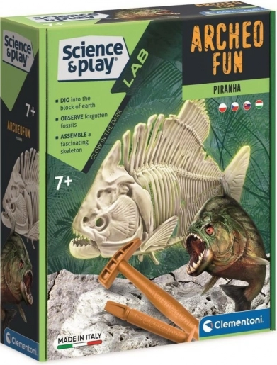 Clementoni Science & Play ArcheoFun: piraňa svítící ve tmě