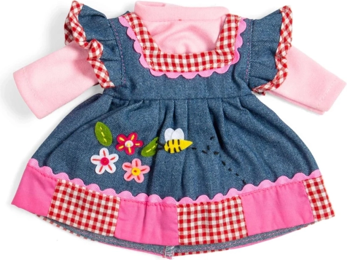 Bigjigs Toys džínové šaty s růžovým lemem pro panenku 34 cm