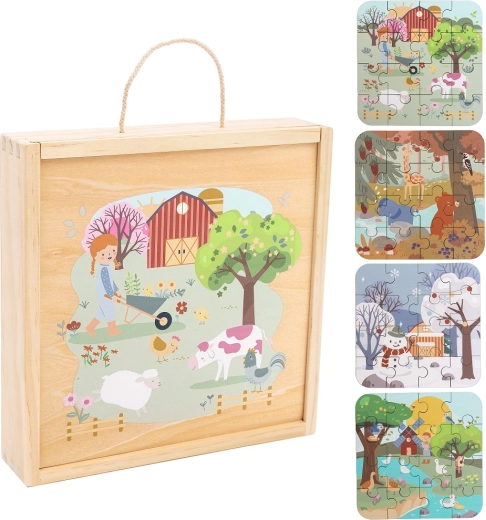 Dřevěné puzzle v krabici čtyři roční období 2Kids Toys