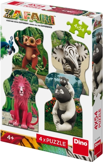 Dino puzzle 4v1 Zafari: Zoomba a kamarádi 4×54 dílků