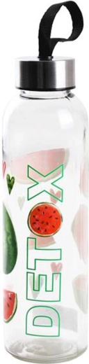 Skleněná láhev na vodu Detox 0,5 l s ovocným motivem