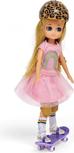 Lottie panenka skateboardistka s fialovým skateboardem