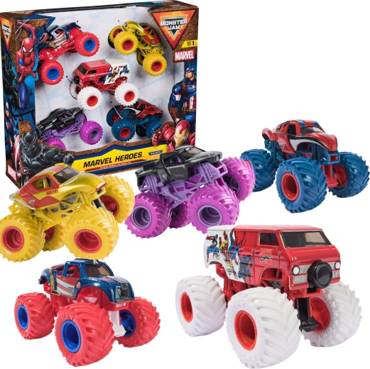 Monster Jam sada 5 mini monster trucků Marvel Heroes 1:64