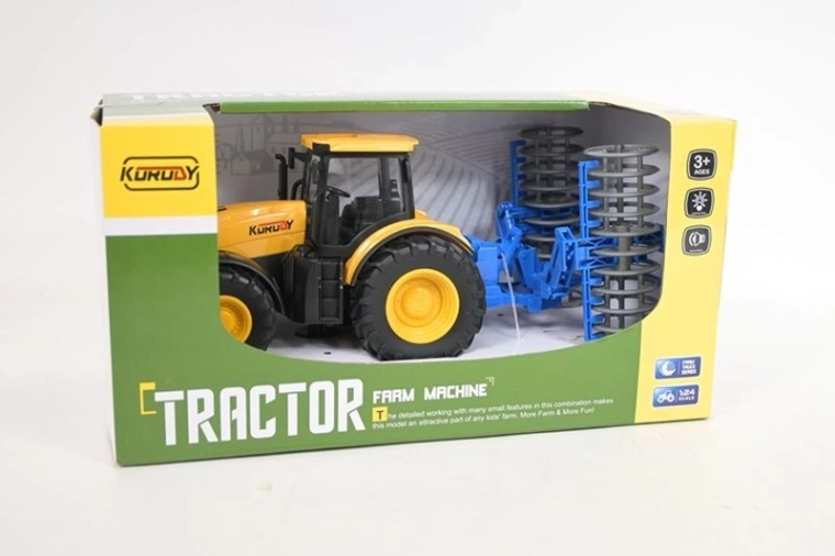 Traktor s připojitelným pluhem se světlem a zvukem