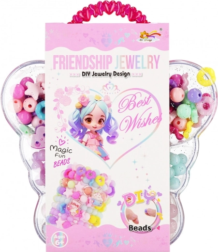 Navlékací korálky motýl – sada pro výrobu náramků a náhrdelníků