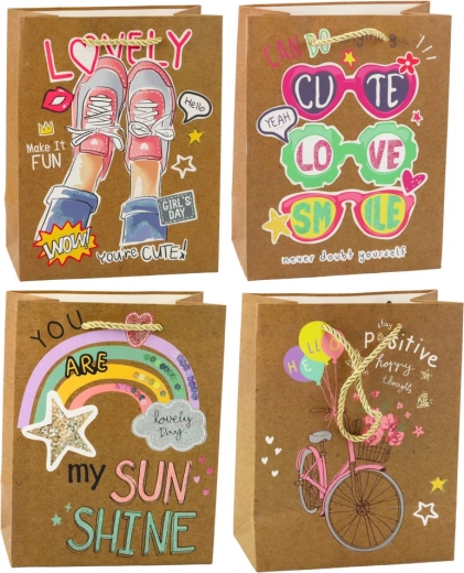 Papírová dárková taška s barevnými motivy 23 x 18 x 10,5 cm