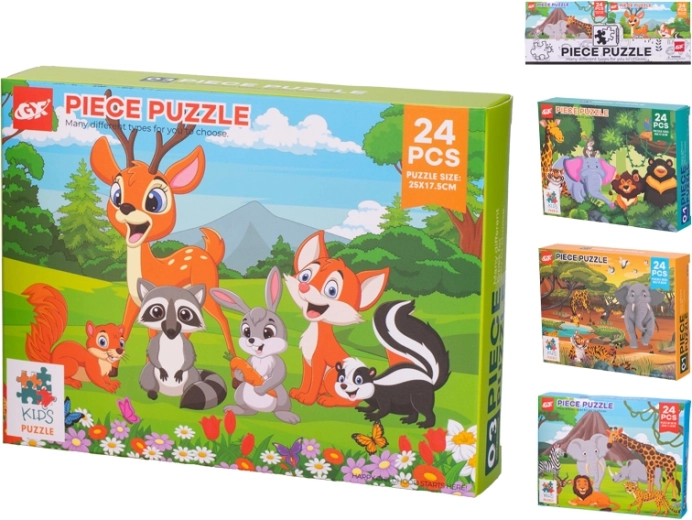 Dětské puzzle se zvířátky 24 dílků (25 × 17,5 cm) v krabičce