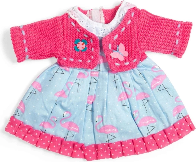 Bigjigs Toys šaty s plameňáky a růžovým svetříkem pro panenku 34 cm