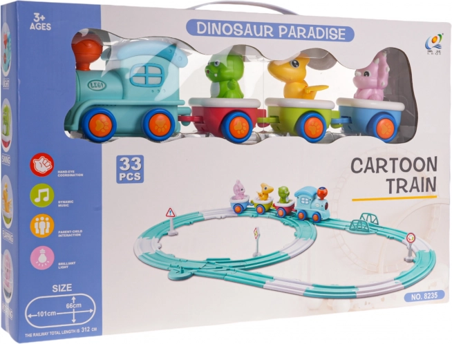 interaktivní vláčkodráha veselý dinosaurus, 33 dílů