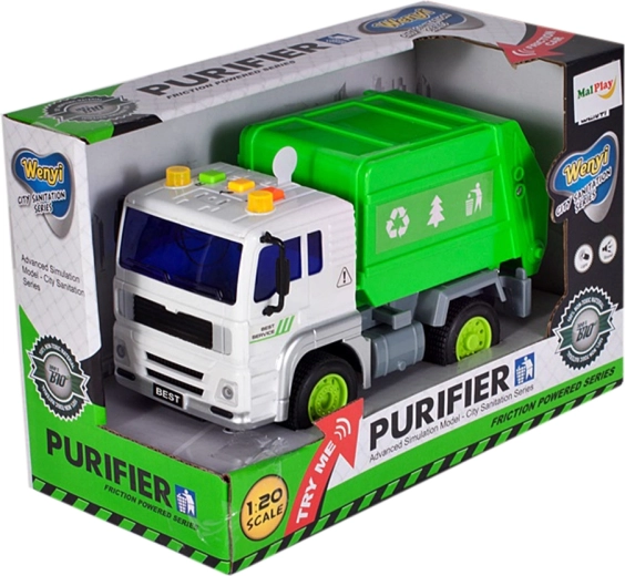 Popelářské auto s hudbou, světly a výtahem 1:20