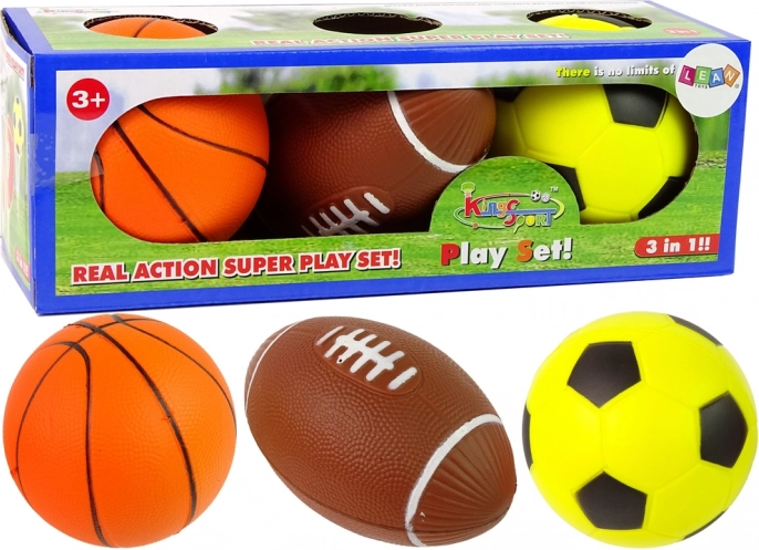 Sada měkkých sportovních míčků 3v1 – fotbal, basketbal a baseball