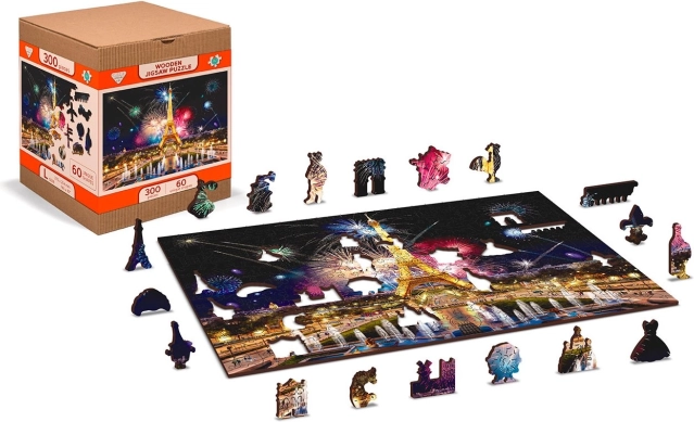 Dřevěné puzzle Paříž v noci XL 600 – WOODEN CITY