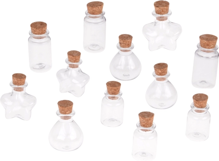 12 tvarovaných mini lahviček s korkem