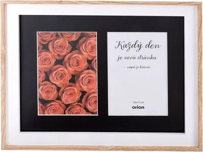 Dřevěný fotorámeček koláž pro 2 fotografie 10 × 15 cm béžový 24 × 29 cm