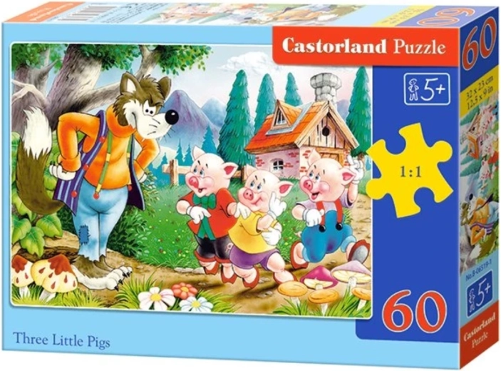 Dětské puzzle Tři malá prasátka, 60 dílků