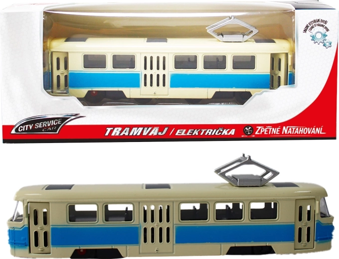 Kovová tramvaj 1:90 modrá